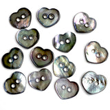 Rustic Beauty Hearts, Mother Of Pearl Smokey Grey Buttons, 1/2", TEN buttons for $5.00 #KB-912