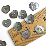 Rustic Beauty Hearts, Mother Of Pearl Smokey Grey Buttons, 1/2", TEN buttons for $5.00 #KB-912