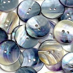 Re-Stocked, Mermaid's Indigo 7/8" Shell Buttons, 22mm, Pack of 12   #KB-919