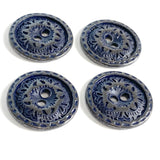 Re-Stocked - Blue / Gray Gunmetal 2-Hole Button 11/16" with Engraved Design  #SWC-71