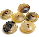 5/8" Brown/Tan Natural Horn Button 2-hole Rimmed 16mm, Per Button #SK-0090