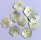 Hexagon Moonrise Mother of Pearl 1" Iridescent 2-Hole Button, 25mm  #KB-921