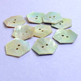 Hexagon Moonrise Mother of Pearl 1" Iridescent 2-Hole Button, 25mm  #KB-921