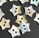 Moonrise Tiny Rustic Stars Mother of Pearl 9/16" Iridescent 2-Hole Button, 14mm, Pack of 20,  #KB-922