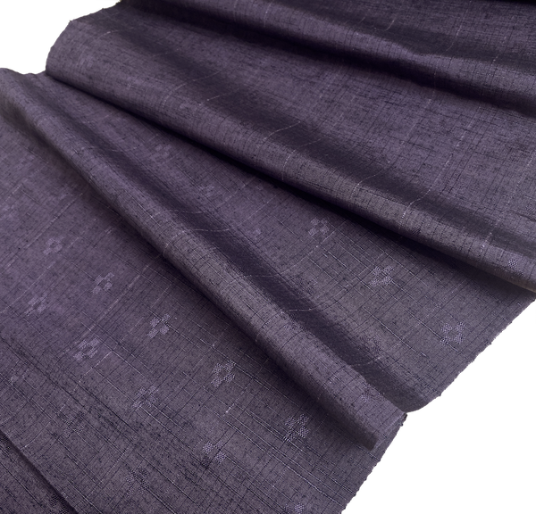 Eggplant-Black Ephemeral Crosses Vintage Kimono Silk Ikat from Japan By the Yard   #781
