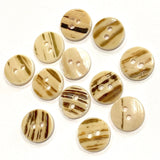 Re-Stocked, White River Shell 1/2" Iridescent / Butterscotch Tiger Reverse, 13mm 2-hole Button, Pack of 8 #0021