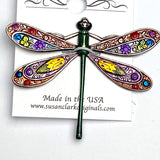 Running Low, Handpainted Dragonfly by Susan Clarke, 2", Metal Sew-Down, Not a Button. #SC 998-C