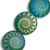 Cosmic Rainbow Translucent Ammonite Swirl, Czech Glass Laser Bead 13/16" / 20mm, Pack of 4 Beads  #L-494