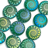 Cosmic Rainbow Translucent Ammonite Swirl, Czech Glass Laser Bead 13/16" / 20mm, Pack of 4 Beads  #L-494