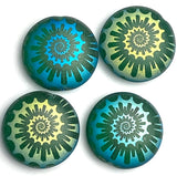 Cosmic Rainbow Translucent Ammonite Swirl, Czech Glass Laser Bead 13/16" / 20mm, Pack of 4 Beads  #L-494