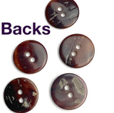 Dark Chocolate "Tortoise Shell" Mix 7/16" Shell Button From Japan, Pack of 26, 2-Hole 14mm, #KB-925