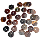 Dark Chocolate "Tortoise Shell" Mix 7/16" Shell Button From Japan, Pack of 26, 2-Hole 14mm, #KB-925