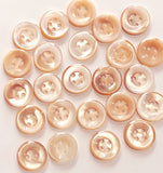 Apricot Pearl-White Lustre, Vintage 4-Hole MOP Button, 5/8" MOP Button Pack of 22, 15mm, #KB-926