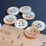 Apricot Pearl-White Lustre, Vintage 4-Hole MOP Button, 5/8" MOP Button Pack of 22, 15mm, #KB-926