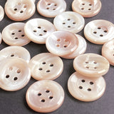 Re-Stocked, Apricot Pearl-White Lustre, Vintage 4-Hole MOP Button, 5/8" MOP Button Pack of 22, 15mm, #KB-926