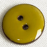 Greenish Mustard Shiny Round 2-Hole Coconut Button, 18mm /  11/16"  #SWC-122
