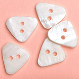 White Shell Triangle Shape 9/16" Buttons,14mm;  2 Hole, Pack of 5  #SWC-123 Mother of Pearl