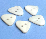White Shell Triangle Shape 9/16" Buttons,14mm;  2 Hole, Pack of 5  #SWC-123 Mother of Pearl