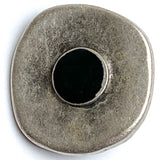 Intuition Antique Silver/Faux Onyx Button, 5/8" Shank Back Metal Button 15mm  #FJ-48