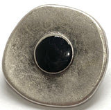 Intuition Antique Silver/Faux Onyx Button, 5/8" Shank Back Metal Button 15mm  #FJ-48