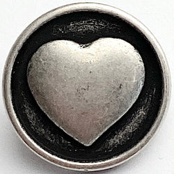 SALE 50¢ each! Simple Silver Heart 5/8" Shank Back Metal Button 15mm,  #FJ-66