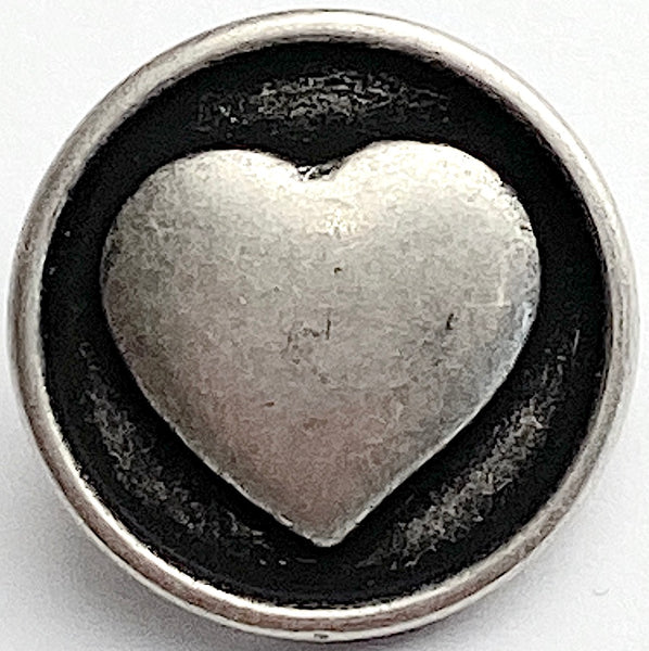 Simple Silver Heart 5/8" Shank Back Metal Button 15mm,  #FJ-66