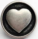 SALE 50¢ each! Simple Silver Heart 5/8" Shank Back Metal Button 15mm,  #FJ-66