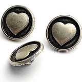 SALE 50¢ each! Simple Silver Heart 5/8" Shank Back Metal Button 15mm,  #FJ-66