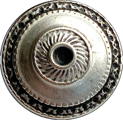 Toltec Antique Silver 11/16" Button, 18mm, Italy, Shank Back # FJ-67