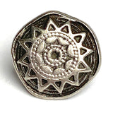 Tiny Silver Sun Star, 7/16" Button, 10mm, Italy, Shank Back  # FJ-69