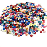 Button Confetti, 600 Micro Buttons, 1/8" 2-Hole 4mm, 12-Colors x 50 per Color, Plastic #LP-57