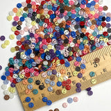 Button Confetti, 600 Micro Buttons, 1/8" 2-Hole 4mm, 12-Colors x 50 per Color, Plastic #LP-57