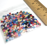 Button Confetti, 600 Micro Buttons, 1/8" 2-Hole 4mm, 12-Colors x 50 per Color, Plastic #LP-57