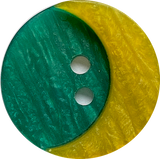 Crescent Moon, Yellow with Green Sky, Layered 2-Hole Button 13/16"    #SK-1509