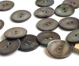 Chocolate Gray Silvery Melange Pearl Shell, 11/16", Semi-Rustic, 17mm 2-Hole, TWENTY THREE Buttons   #LP58