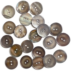 OUTLET ITEM: Chocolate Gray Silvery Melange Pearl Shell, 11/16", Semi-Rustic, 17mm 2-Hole, 175+ Buttons   #LP-58-175