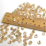 Re-Stocked VERY Tiny Abalone Mixed Gold Naturals, 1/4" Round 2-hole, 7mm, Pack of 100 Buttons # LP-62