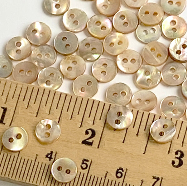 VERY Tiny Abalone Mixed Naturals, 1/4" Round 2-hole, 7mm, Pack of 100 Buttons # LP62