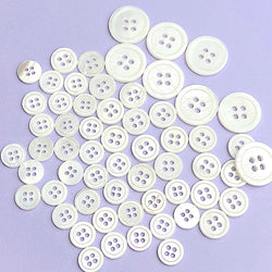 White River Shell 4-Hole Mixed Sizes Rimmed Button, Pack of 59  # LP66