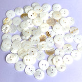 White with Butterscotch Highlights 3/8" River Shell 2-Hole 10mm Button, Pack of 75+   # LP68