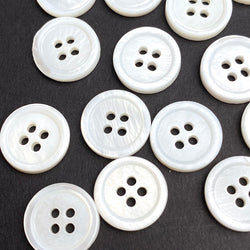 White River Shell 4-Hole 1/2" Rimmed 12mm Button, Pack of 15  # LP64