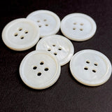 White River Shell 4-Hole 13/16" Rimmed 21mm Button, Pack of 12  # LP65