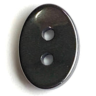 Re-Stocked, Small Black Hematite 9/16" Oval Buttons, Gemstone 14mm Sleek Grays-Blacks   # LP-69