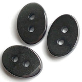 Re-Stocked, Small Black Hematite 9/16" Oval Buttons, Gemstone 14mm Sleek Grays-Blacks   # LP-69