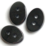Small Black Hematite 9/16" Oval Buttons, Gemstone 14mm Sleek Grays-Blacks    # LP69