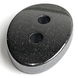 Re-Stocked, Small Black Hematite 9/16" Oval Buttons, Gemstone 14mm Sleek Grays-Blacks   # LP-69