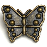 Brass Butterfly 1" / 25mm Metal Button from Blumenthal Germany,  # FJ-74