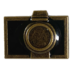 Brass Camera 1" / 25mm Metal /Black Enamel Button from Blumenthal Germany,  # FJ-75