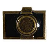 Brass Camera 1" / 25mm Metal /Black Enamel Button from Blumenthal Germany,  # FJ-75