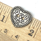 Swirly Heart Silver 3/4" / 18mm Metal 2-Hole Button,  # FJ-77